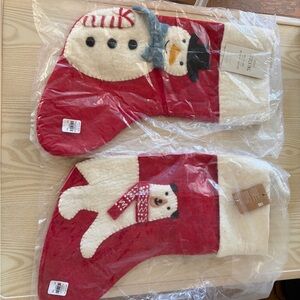 West Elm Red and Cream Kids Stocking Set
